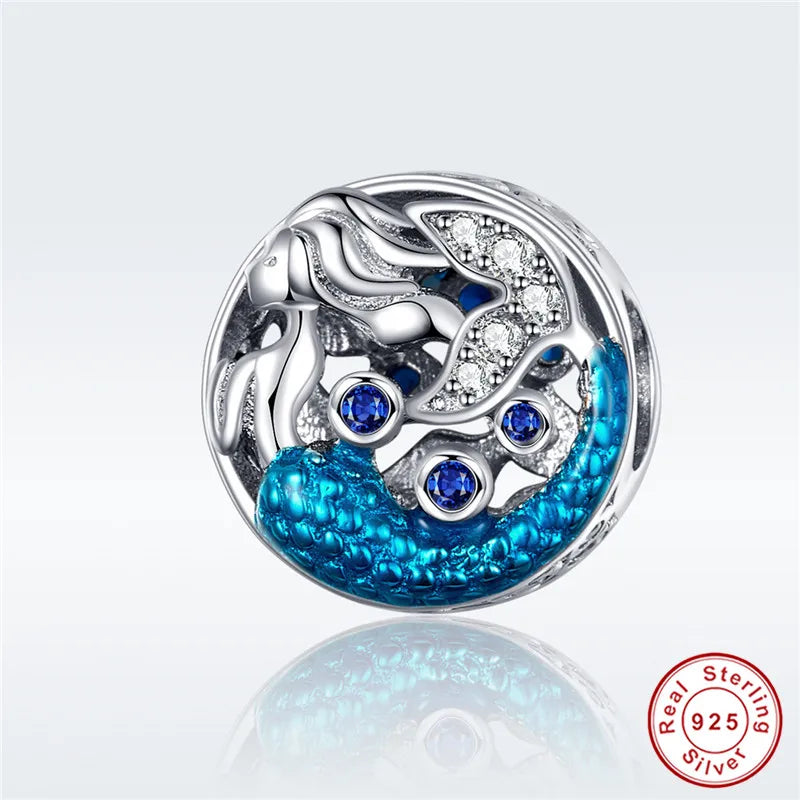 Europe Bracelet 925 Silver CZ Mermaid Beads S925 Greek Mythology Sea Charm