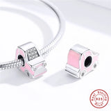Europe Bracelet 925 Sterling Silver Pink Car Beads S925