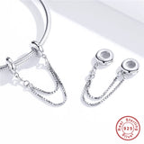 Europe Bracelet 925 Sterling Silver Double Bamboo Section Safety Chain S925