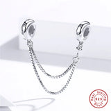 Europe Bracelet 925 Sterling Silver Double Bamboo Section Safety Chain S925