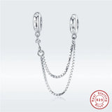 Europe Bracelet 925 Sterling Silver Double Bamboo Section Safety Chain S925