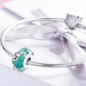 925 Silver Green Mermaid Glass Beads S925 Fish Pendant Necklace