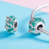 925 Silver Green Mermaid Glass Beads S925 Fish Pendant Necklace