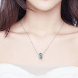 925 Silver Green Mermaid Glass Beads S925 Fish Pendant Necklace
