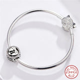925 Silver Kissing Heart Couple Cats Beads S925 Romantic Cat Charms