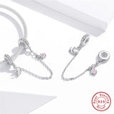 Europe Bracelet Silver 925 Animal Cat Safety Chain Beads Charm for Woman