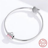 Europe Bracelet Silver 925 CZ Pink Bow Handbag Beads S925 Enamel Knot Bag Charms