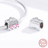 Europe Bracelet Silver 925 CZ Pink Bow Handbag Beads S925 Enamel Knot Bag Charms
