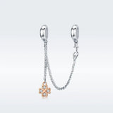 Europe Bracelet Silver 925 DIY CZ Clover Safety Chain S925 Charm Beads