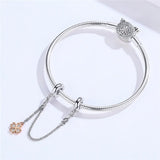 Europe Bracelet Silver 925 DIY CZ Clover Safety Chain S925 Charm Beads