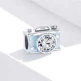 Europe 925 Sterling Silver Camera Beads Enamel Charm DIY Bracelet Jewelry