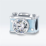 Europe 925 Sterling Silver Camera Beads Enamel Charm DIY Bracelet Jewelry