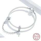 925 Sterling Silver Cross Safety Chain Beads for European Bracelet