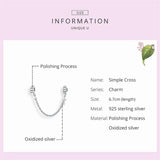 925 Sterling Silver Cross Safety Chain Beads for European Bracelet