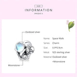 Sterling Silver Space Walk Charms Beads for Bracelet Pendant DIY