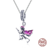 925 Sterling Silver Witch Charm for Bracelet Necklace, Magic Bangle Pendant