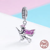 925 Sterling Silver Witch Charm for Bracelet Necklace, Magic Bangle Pendant