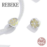 925 Sterling Silver Zircon Beads Lemon Charm Bangle Bracelet