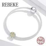 925 Sterling Silver Zircon Beads Lemon Charm Bangle Bracelet