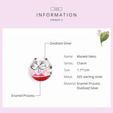 925 Sterling Silver Lucky Cat Enamel Beads for Women