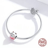 925 Sterling Silver Lucky Cat Enamel Beads for Women