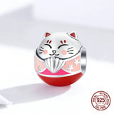 925 Sterling Silver Lucky Cat Enamel Beads for Women