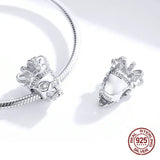 925 Sterling Silver Skull Crown Charm Bracelet Halloween Jewelry