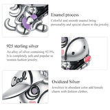 Pony Charm Enamel Beads 925 Sterling Silver Bangle for Women