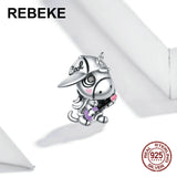 Pony Charm Enamel Beads 925 Sterling Silver Bangle for Women