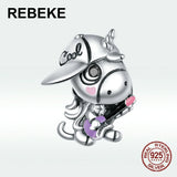 Pony Charm Enamel Beads 925 Sterling Silver Bangle for Women