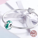 Sterling Silver Crystal Glass Charm Bangle Bracelet Beads