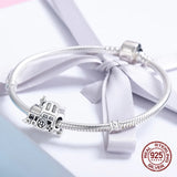 925 Sterling Silver Retro Locomotive Charm Beads for Bangle Bracelet