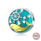 925 Sterling Silver Marine Series Whale Beads Charm Bracelet for Women