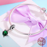 Sea Turtle Charm Bracelet with Crystal Glass, 925 Sterling Silver Pendant