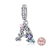 925 Sterling Silver Vintage Letter A Pendant Charm Women Jewelry