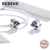 925 Sterling Silver Evil Moon Enamel Beads Charm for Bracelets Pendant