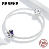 925 Sterling Silver Evil Moon Enamel Beads Charm for Bracelets Pendant