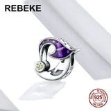 925 Sterling Silver Evil Moon Enamel Beads Charm for Bracelets Pendant