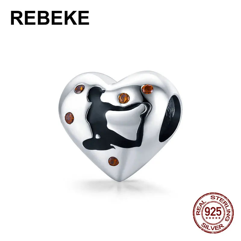 Heart Beads Yoga Position Charm Pendant for Women