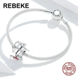 925 Sterling Silver College Cap Charm Bracelet for Women