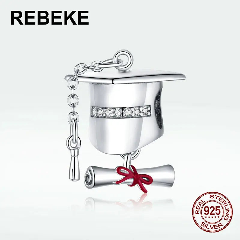 925 Sterling Silver College Cap Charm Bracelet for Women
