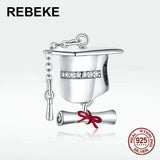 925 Sterling Silver College Cap Charm Bracelet for Women