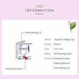 925 Sterling Silver College Cap Charm Bracelet for Women