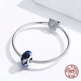925 Sterling Silver Charm Bracelet Bangle with Glass Beads