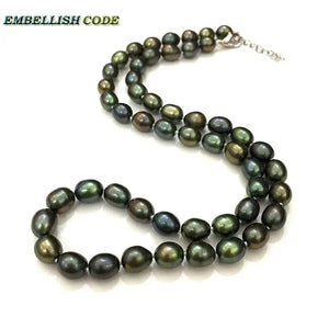 Dark Green Cultured Pearl Choker Necklace for Women