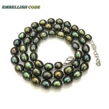 Dark Green Cultured Pearl Choker Necklace for Women