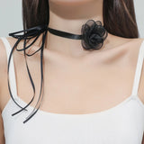 Camellia Collar Necklace Long Strap Vintage Bow-Knot Choker Jewelry