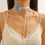 Camellia Collar Necklace Long Strap Vintage Bow-Knot Choker Jewelry