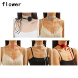 Camellia Collar Necklace Long Strap Vintage Bow-Knot Choker Jewelry