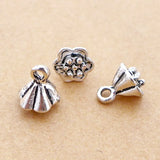 Alloy Antique Silver Flower Cap Leaf Charm Pendant Choker DIY